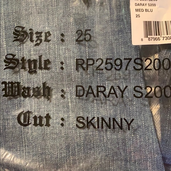 🆕 RARE Rock Revival SZ.25 Daray Stretchy SkinnyJeans NWT Pristine New Condition - Picture 13 of 15